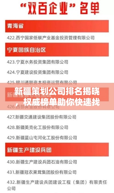 新疆策划公司排名揭晓,权威榜单助你快速找到优质合作伙伴!